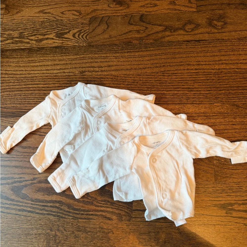 NWOT Premie Carter's Soft White Baby Bodysuit Bundle